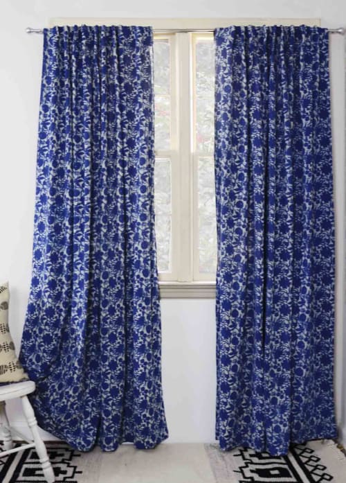 Blue Flowers | Curtains & Drapes by ichcha