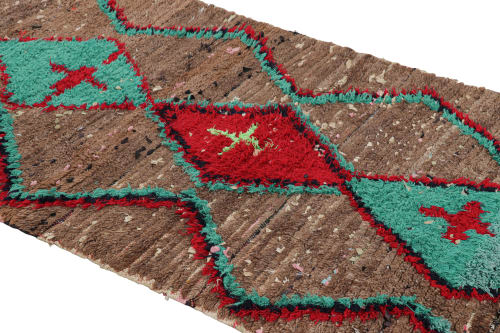 Vintage Moroccan Runner Rug in Red with Beige and Blue | Rugs by Rug and Kilim
