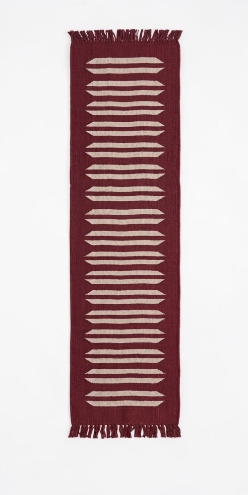 Handwoven Woolen Maroon Runner Rug | Rugs by Evergreen Carpets