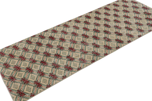 Vintage Zeki Müren Runner Rug in Red with Geometric Patterns | Area Rug in Rugs by Rug and Kilim