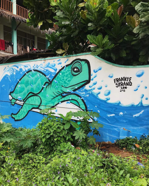 Surfin Turtle Mural | Murals by Frankie Strand | Hangtime Hostel in Weligama