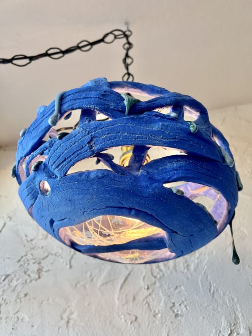 blue ceramic chandelier | Chandeliers by Kelly Witmer