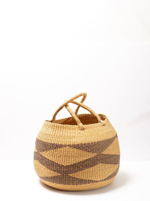 Natural/Black Diamond Pattern Bolo Basket | Storage by AKETEKETE