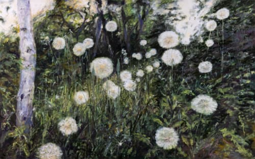 Dandelions and Aspen | Oil And Acrylic Painting in Paintings by Sally K. Smith