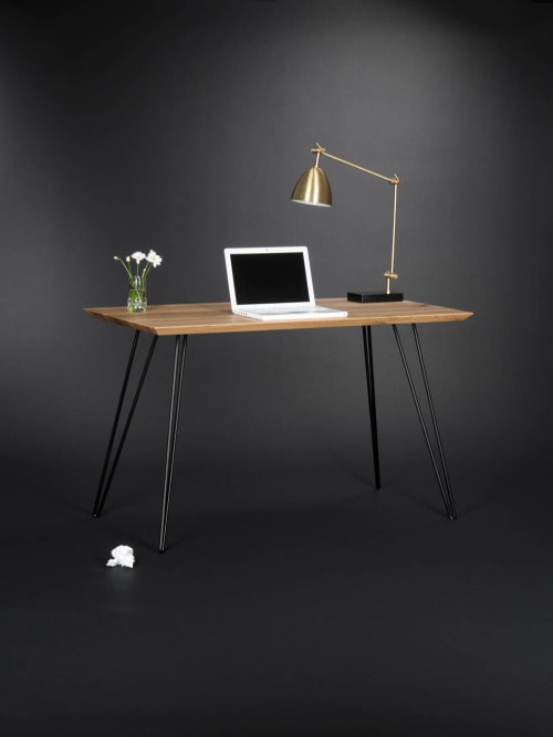 HEIM - Solid wooden desk, modern table with metal hairpin le | Tables by Mo Woodwork | Stalowa Wola in Stalowa Wola