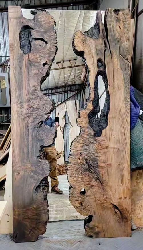 Live Edge Mirror 44x85 Wildfire Charred Maple by Lumberlust