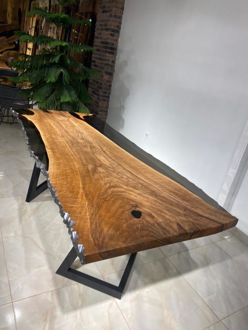 Custom Black Epoxy Walnut Dining Table - In Stock | Tables by Gül Natural Furniture