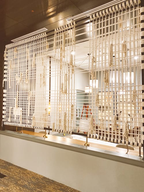 Fiber Art Installation-Room Divider | Decorative Objects by Candice Luter Art & Interiors | Hotel Indigo Columbus at Riverfront Place in Columbus