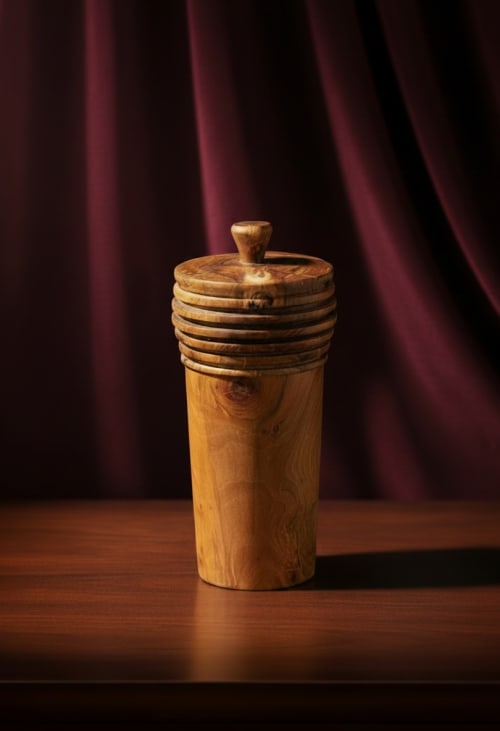 Sculptural Apple Wood Vessel | Hand-Turned Artisan Original | Storage by Holzkunst Samuel Meisinger