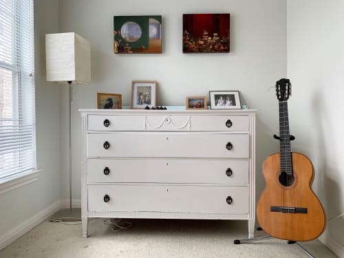 "The French Musician's Apartment, Green Room" and " The Captain's Collection" | Paintings by Gladys Poorte | Private Residence - Austin in Austin