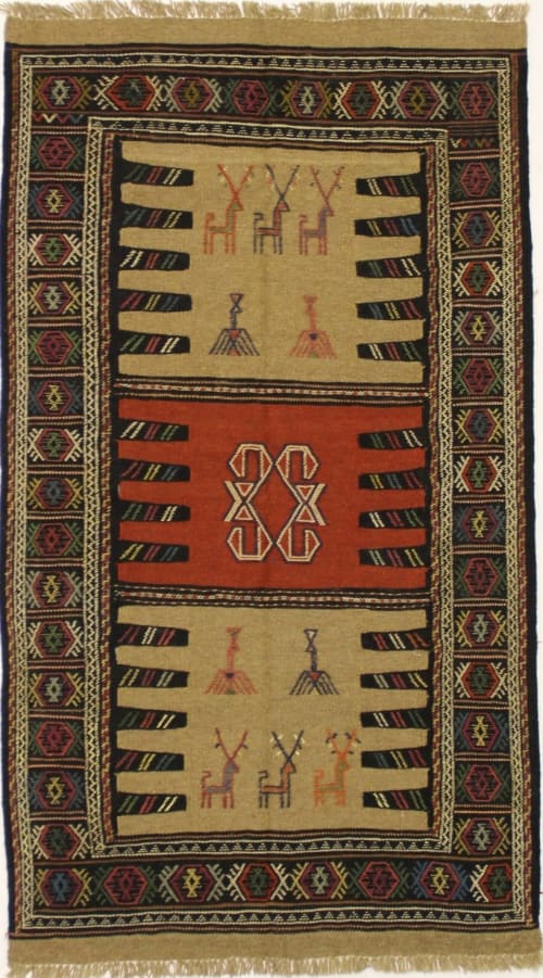 Multicolored Tribal 3X6 Sumak Herati Persian Rug | Rugs by Magic Rugs
