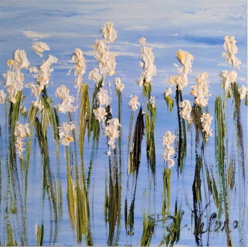 White Flora | Oil And Acrylic Painting in Paintings by Rita Vilma