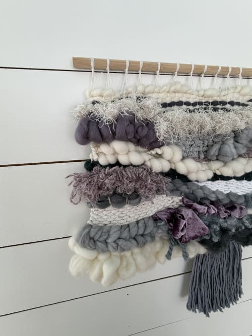 Neutral Textural Fiber Art Wall Hanging in Ivory and Gray | | Tapestry in Wall Hangings by Fiber Art by Melanie