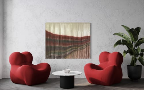 KIMBERLEY Landscape Textile Wall Hanging with Macrame detail | Tapestry in Wall Hangings by Wallflowers Hanging Art
