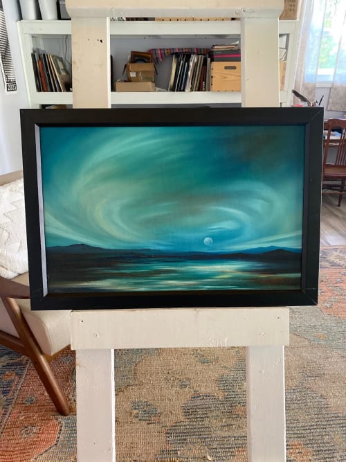 Center Moon, 16x36" oil painting | Oil And Acrylic Painting in Paintings by Laura Blue Art