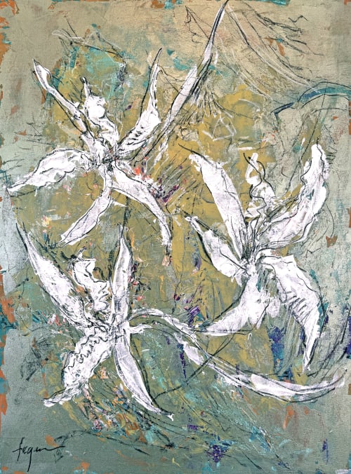 Botanical Essence: Orchid VI | Oil And Acrylic Painting in Paintings by Dorothy Fagan Fine Arts