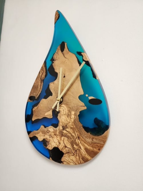 Resin River Wood Art Clock Wall Art | Decorative Objects by Carlberg Design