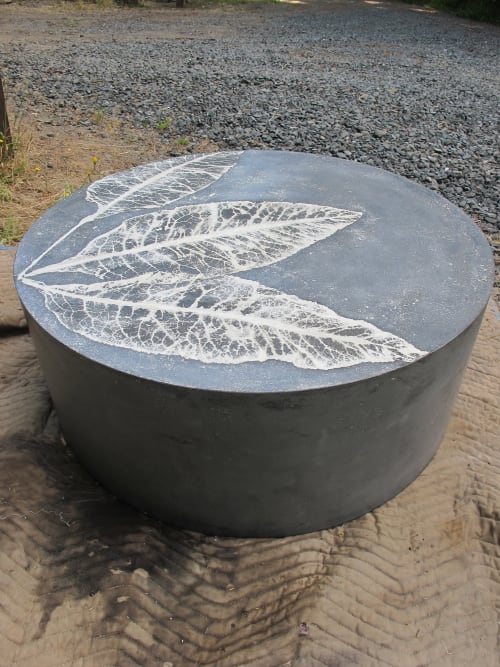 Customizable Botanical Concrete Coffee Tables with Leaf | Tables by Holmes Wilson Furniture