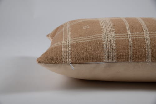 Bhujodi Wool Handloom Pillow, Beige - 16 x 24 inch | Pillows by ARTISAGA PRIVATE LIMITED
