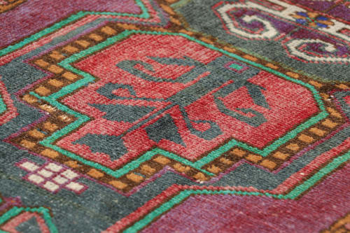 Vintage Oushak Rug with Polychromatic Geometric Medallions | Rugs by Rug and Kilim