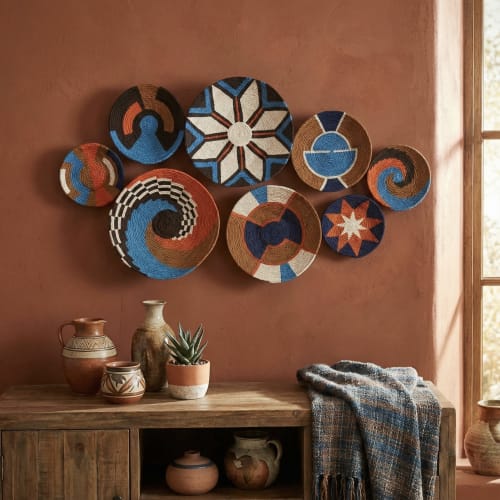 7 Pieces of Natural Baskets for Boho Wall Decor | Decorative Plate in Decorative Objects by Sarmal Design