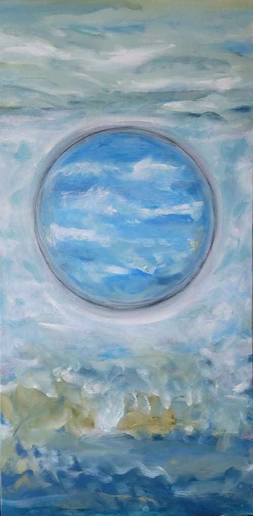 Sky Portal- Blue Abstract Painting | Oil And Acrylic Painting in Paintings by Twyla Gettert