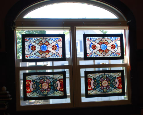 Sandblasted stained glass panels | Art & Wall Decor by Kate Gakenheimer Stained Glass