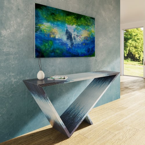 Time/Space Portal Console Ombre 1 - Glass Mosaic Tile | Console Table in Tables by Neal Aronowitz