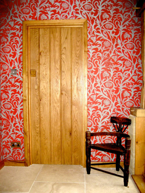 Cardoon Handmade Wallpaper, Red on Clay | Wallpaper by Hugh Dunford Wood