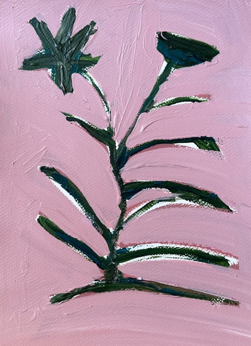 Dusty Pink Botanical II | Oil And Acrylic Painting in Paintings by Erin Donahue Tice Fine Art