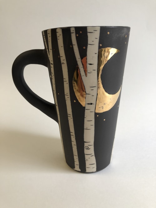 Crescent Moon Aspen Mug w/ Real Gold | Cups by Katy Nickell Ceramics