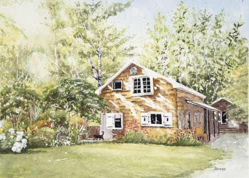 Matin au Chalet | Watercolor Painting in Paintings by Maurice Dionne FINEART