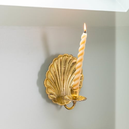 Shell Brass Scones | Candle Holder in Decorative Objects by Hastshilp