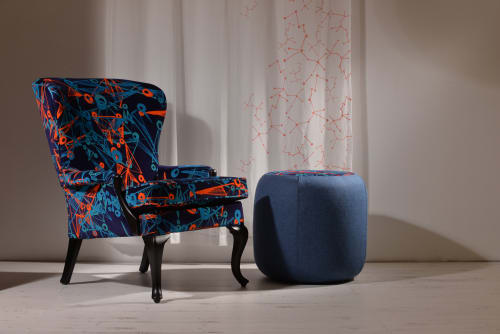 Nebulae Velvet Armchair + Footstool
