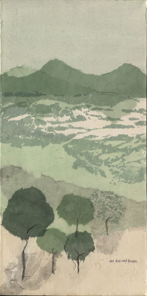 Mountains & Trees in Washi | Paintings by Jan Sullivan Fowler