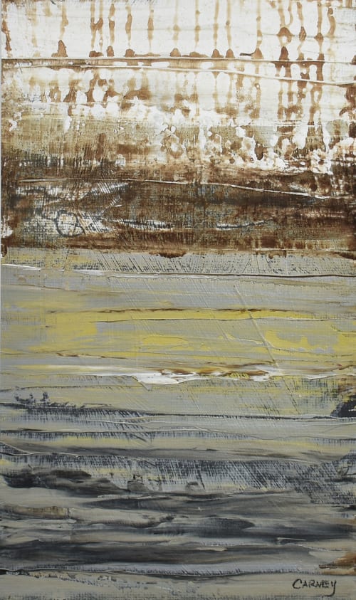 Poetic Grass 10 - Neutral abstract painting with frame | Oil And Acrylic Painting in Paintings by Lisa Fine Art