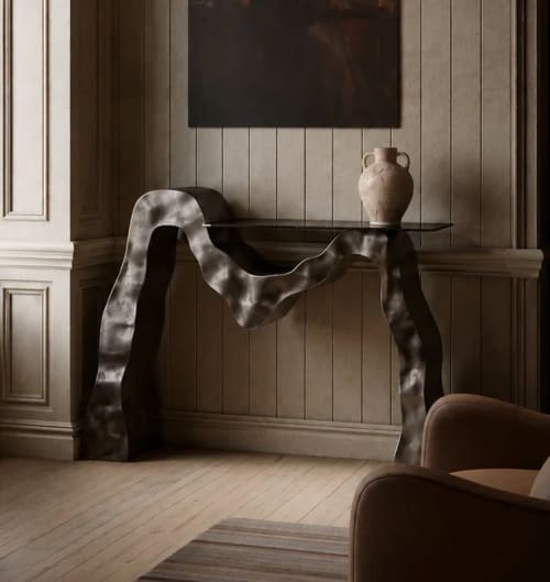 Steel & Glass Console Table — Orta, Nitush Aroosh | Tables by Nitush M