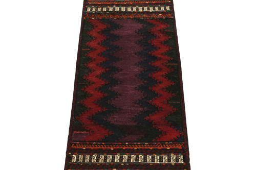 1960s Vintage Turkish Kilim rug in Purple, Midnight Blue | Rugs by Rug and Kilim