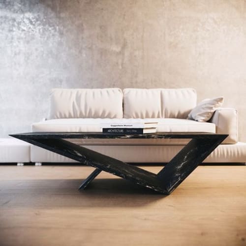 Time/Space Portal Coffee Table in Black Stone | Tables by Neal Aronowitz