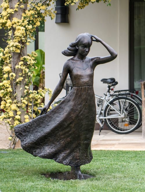 Girl with Flowing Dress | Public Sculptures by Anthony Smith Sculpture | Private Residence - Barcelona in Barcelona