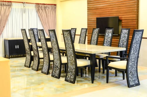 Riviera High-back Dining Chairs and Shell-laminated Dining Table | Chairs by MURILLO Cebu