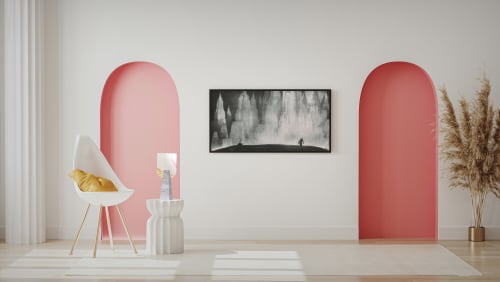 "Ophelia" Contemporary table mirror in Travertine marble | Decorative Objects by Carcino Design