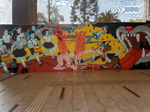 Futuro Esplendor building mural | Murals by Victor Castillo | Centre Gabriela Mistral in Santiago