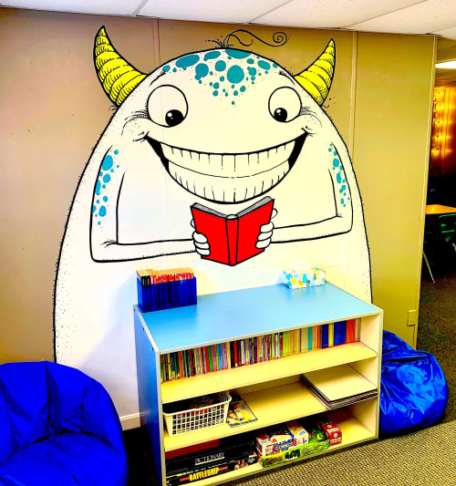 The Friendly Reader | Murals by Cody Schibi | Smith Academy in Austin
