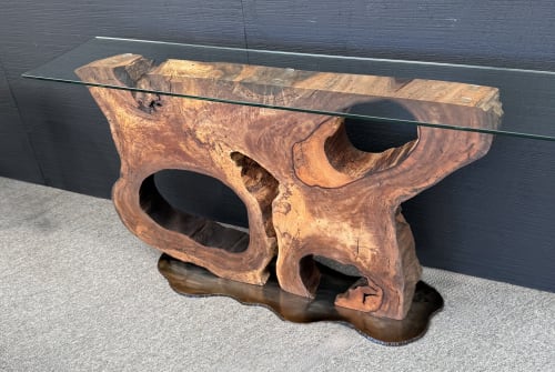 One of a kind Hawaiian mango live edge console table | Tables by Natural Wood Edge Creations by Rick Griggs