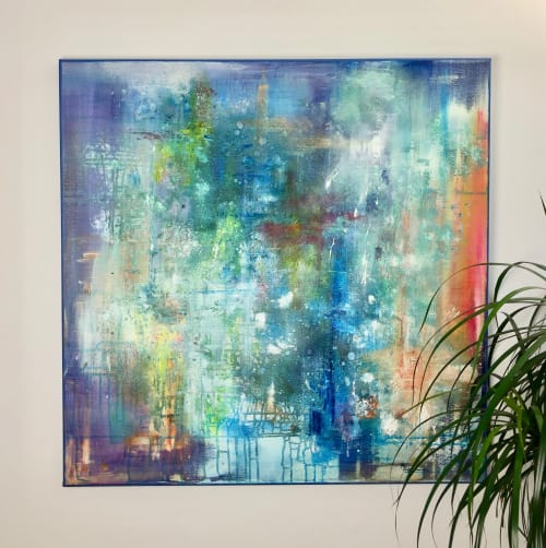 "Manhattan by night" abstract. This is now SOLD | Paintings by Margaret Alice Høiesen