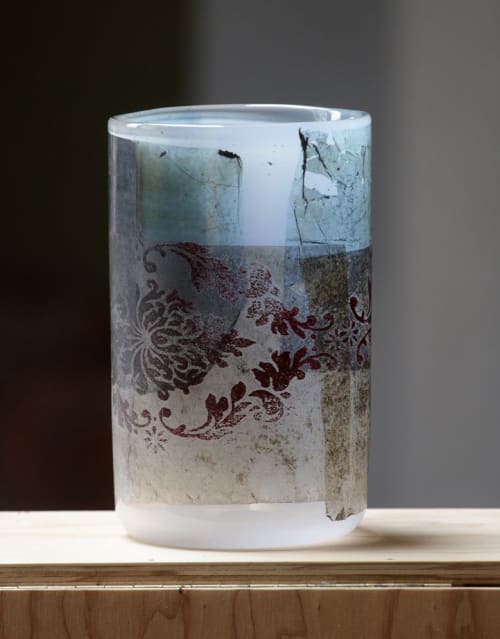 Glass art. Cylindrical vase with pattern. | Art & Wall Decor by Micha Karlslund