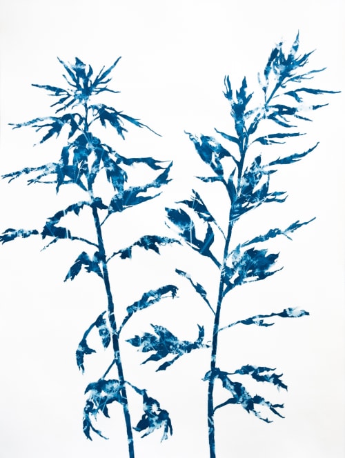 Woodland Path: 24 x 18" unframed cyanotype painting | Paintings by Christine So