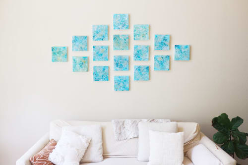 Ocean Blue Square (Made-to-order) | Wall Hangings by Chieko Shimizu Fujioka