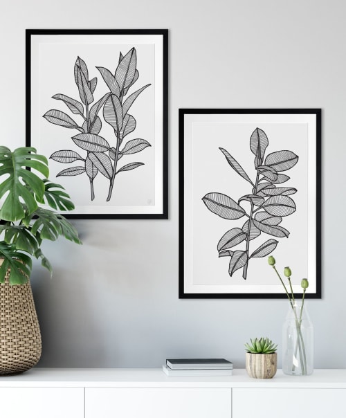 Rubbery Leaf - 1 & 2 - Black - Framed Art | Prints by Patricia Braune